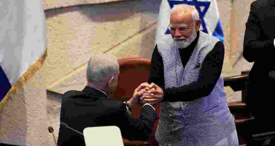 Indian Prime Minister Narendra Modi and Israel's Prime Minister Benjamin Netanyahu, before addressing lawmakers in the Knesset, Israel's parliament, in Jerusalem on Wednesday, Feb. 25, 2026. 
