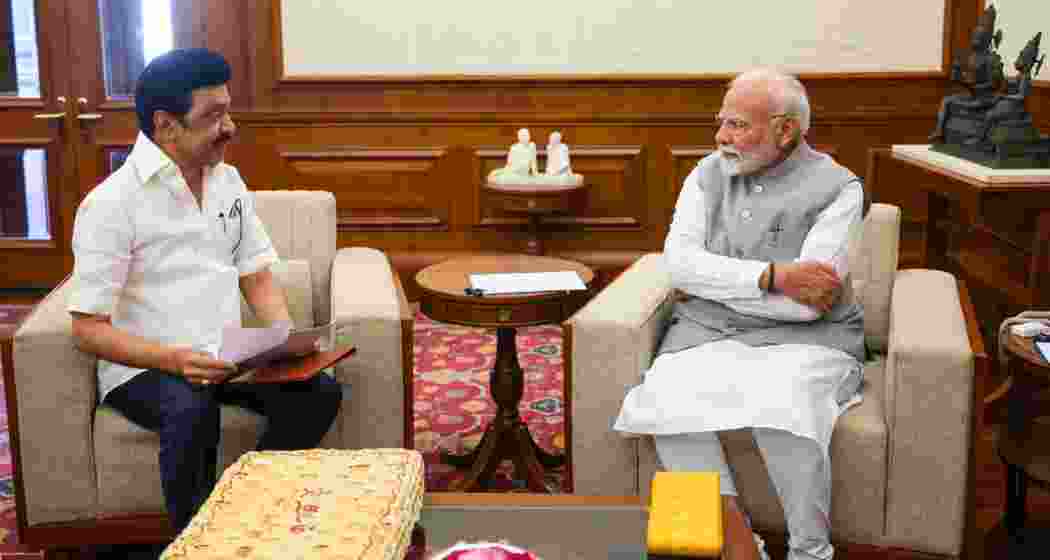 MK Stalin with PM Modi.