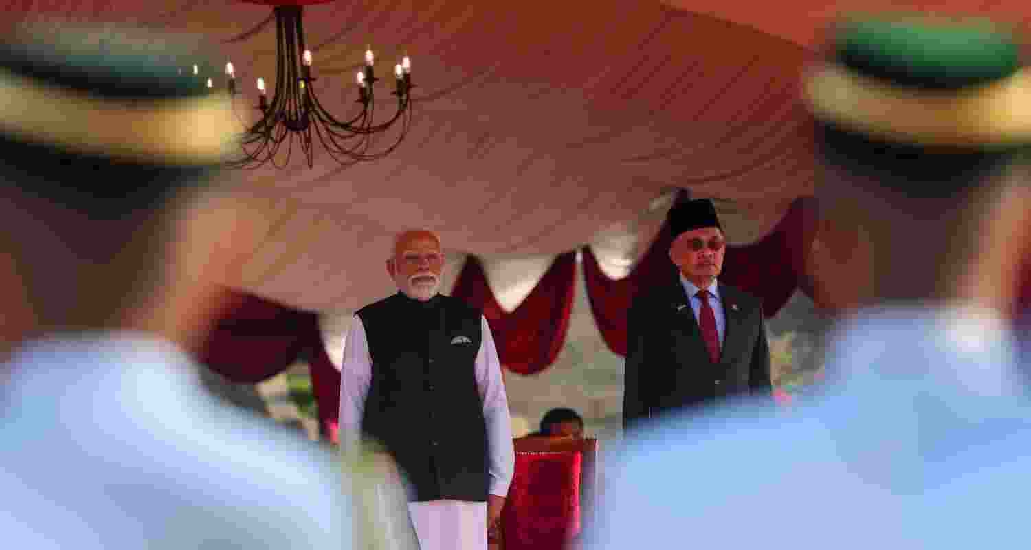 Prime Minister Narendra Modi with his Malaysian counterpart Anwar Ibrahim during a ceremonial welcome on his official two-day visit, in Kuala Lumpur. 