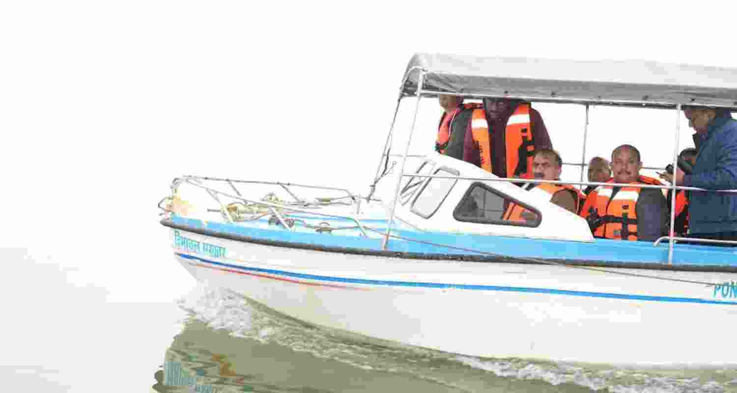 Himachal Pradesh Chief Minister Sukhvinder Singh Sukhu visiting the Pong Dam.