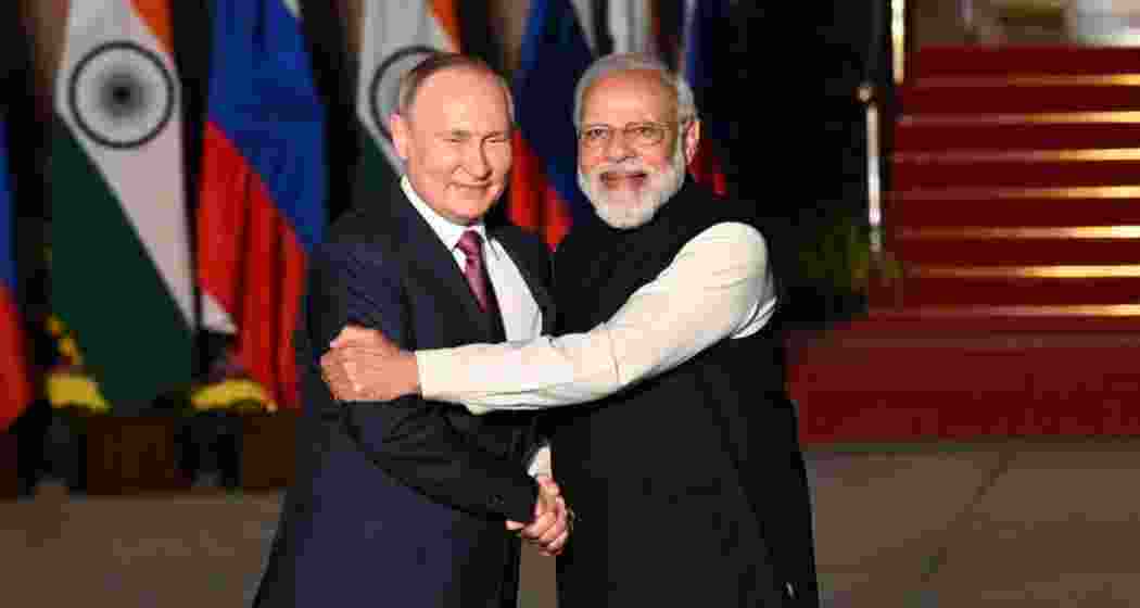 Prime Minister Narendra Modi with Russian President Vladimir Putin.