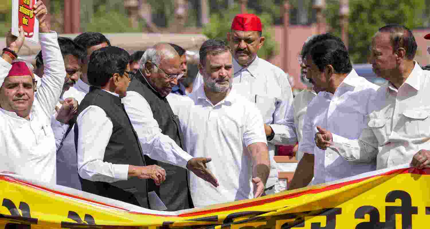 Rahul Gandhi targets Narendra Modi over LPG shortage, saying the PM is panicked over Epstein and Adani issues as Opposition protests in Parliament.