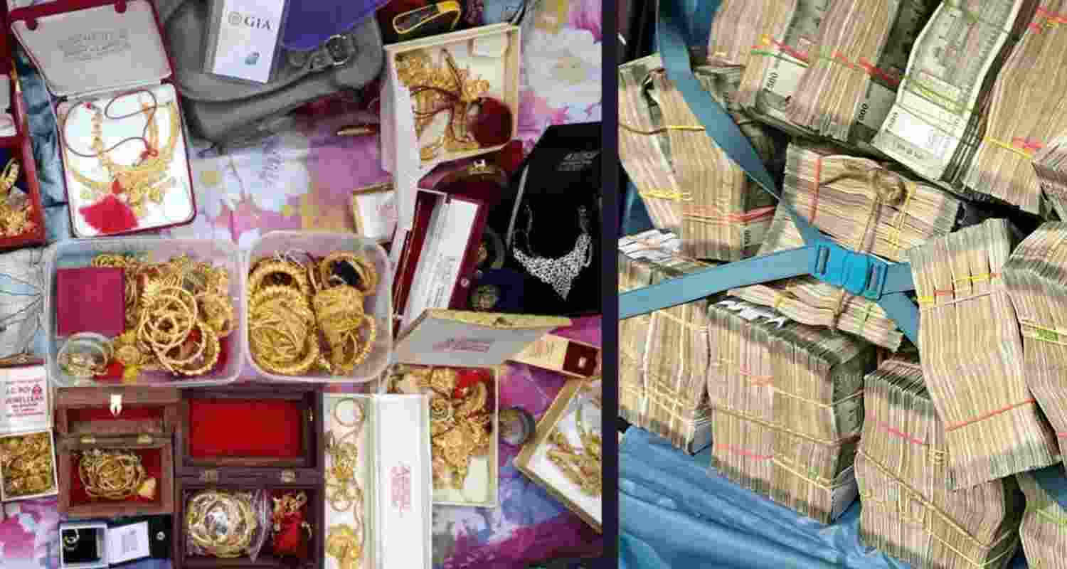 Cash and other items recovered from searches in West Bengal.
