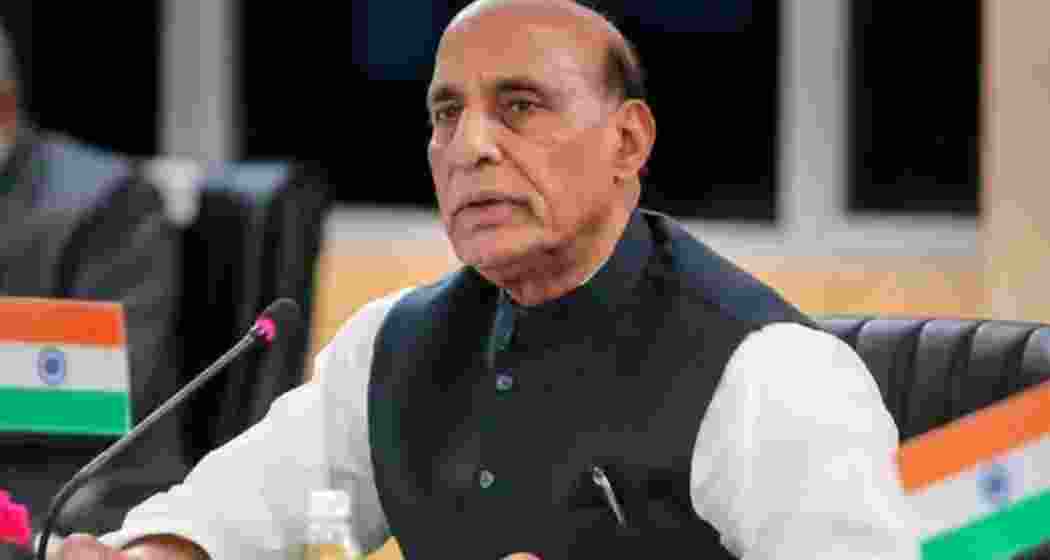 A file photo of Defence Minister Rajnath Singh addressing mediapersons. 