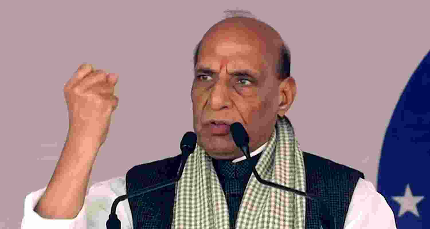 A file photo of Defence Minister Rajnath Singh's warning came amid heightened tensions with Pakistan after the Pahalgam attack.