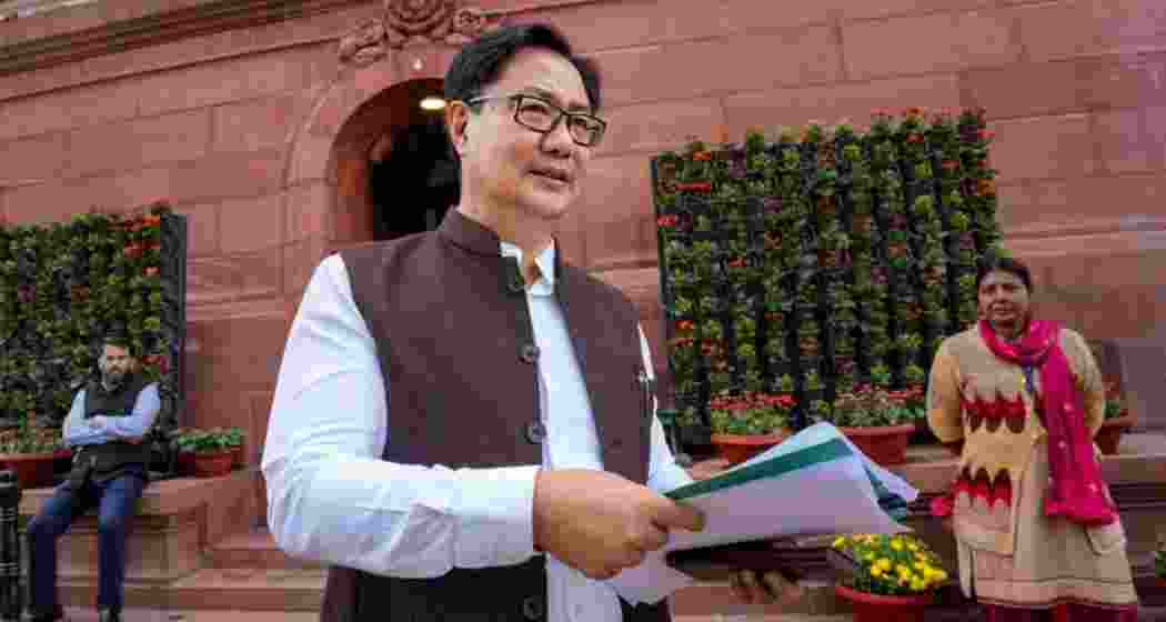 A file photo of Union Parliamentary Affairs Minister Kiren Rijiju outside the Parliament.