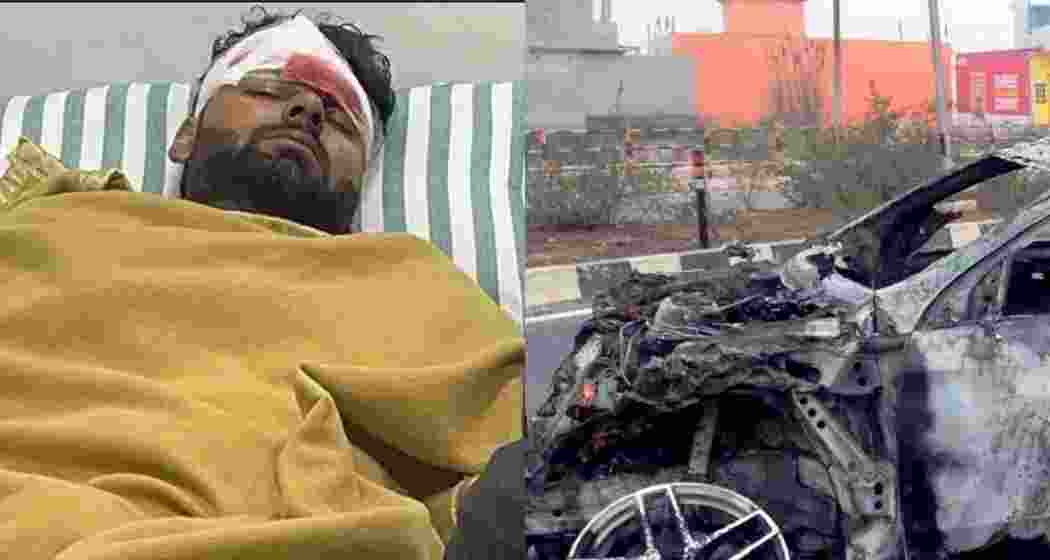 Rishabh Pant's vehicle was engulfed in flames after hitting a divider. He was rescued from the site and luckily survived
