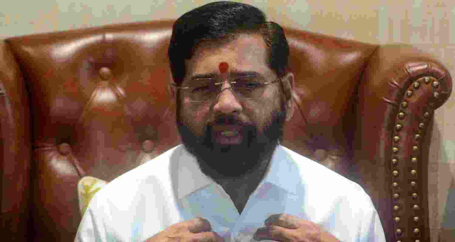 Former Maharashtra chief minister and Shiv Sena leader Eknath Shinde addresses a press conference, in Thane, Maharashtra, Wednesday, Nov. 27, 2024.