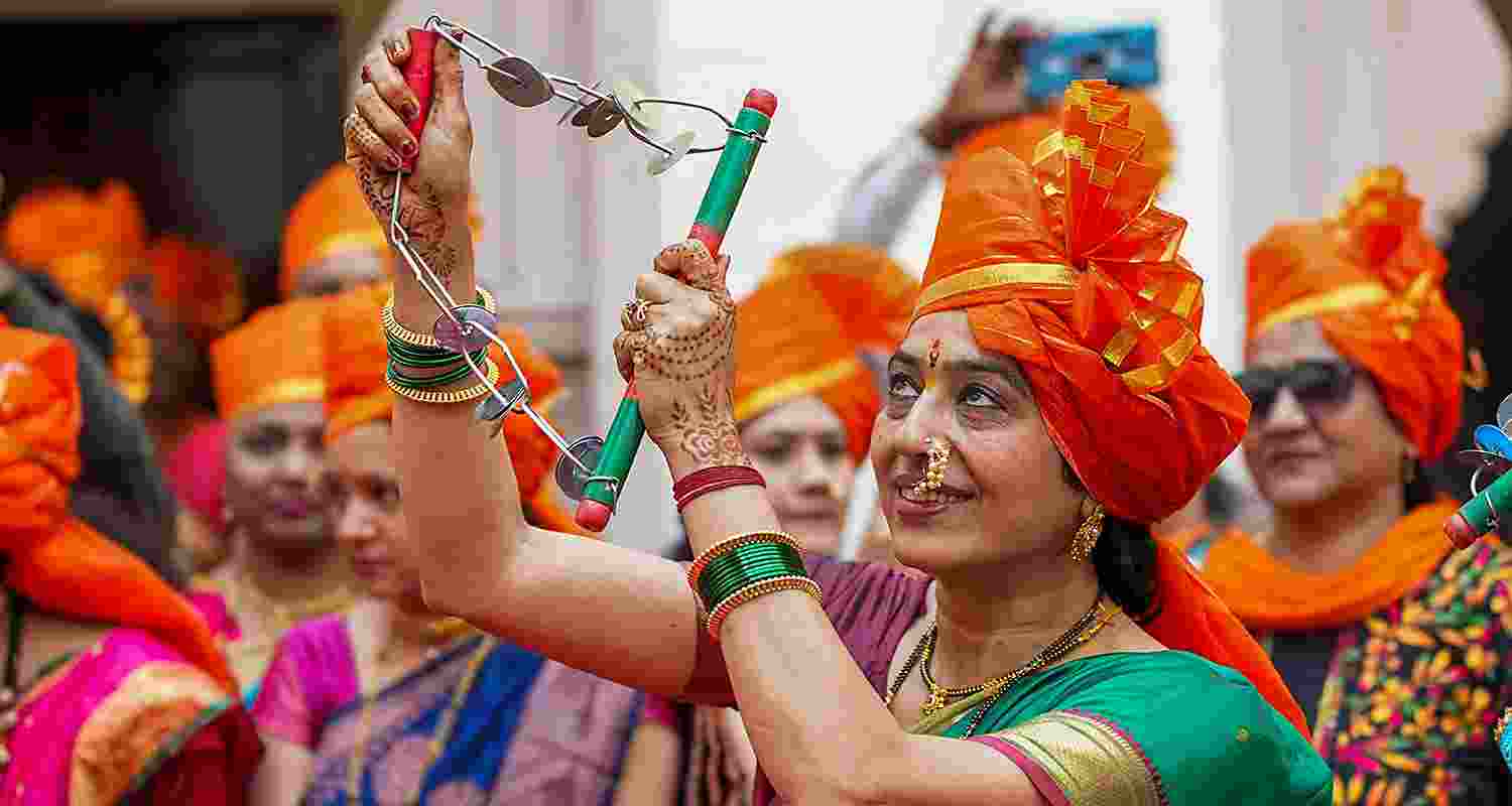 People enthusiastically participate in Shivaji Jayanti celebrations at Maharashtra Sadan in New Delhi and different parts of the country on Monday