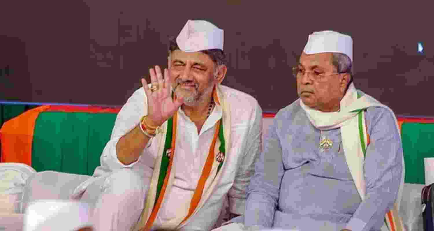 Karnataka Chief Minister Siddaramaiah with his deputy DK Shivakumar - file image. 