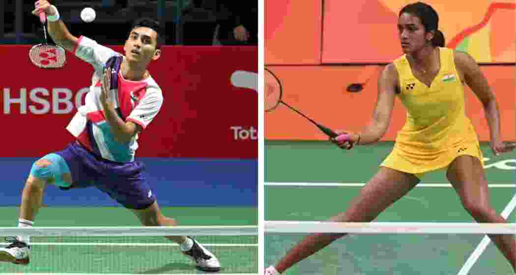 Indian shuttlers Lakshya Sen and P V Sindhu in action. (File photo)