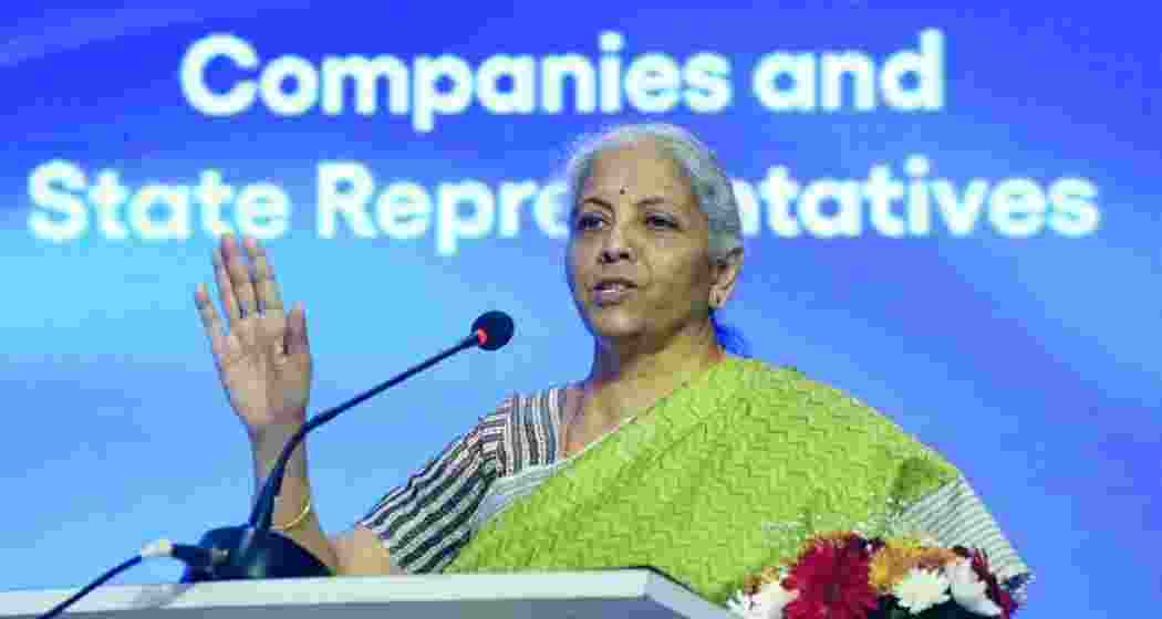 Finance Minister Nirmala Sitharaman speaks at the Startup Exhibition during the IICA North-East Conclave 2025 at IIM Shillong.