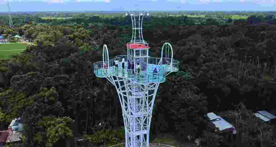 India’s tallest 98-ft glass tower at Majherdabri amusement park in Alipurduar.