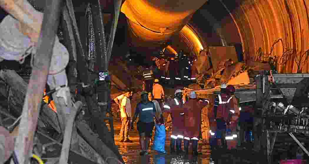 Rescue teams, including robotic experts and cadaver dogs, continue operations inside Telangana’s SLBC tunnel in Nagarkurnool, where seven workers remain trapped following a tunnel collapse on 22 February. 