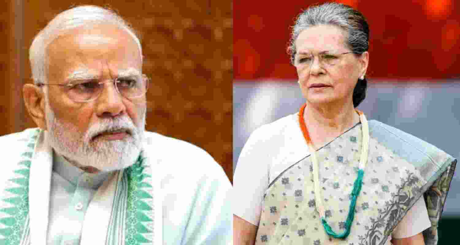 Prime Minister Narendra Modi (left) and Congress Parliamentary Party chairperson Sonia Gandhi.