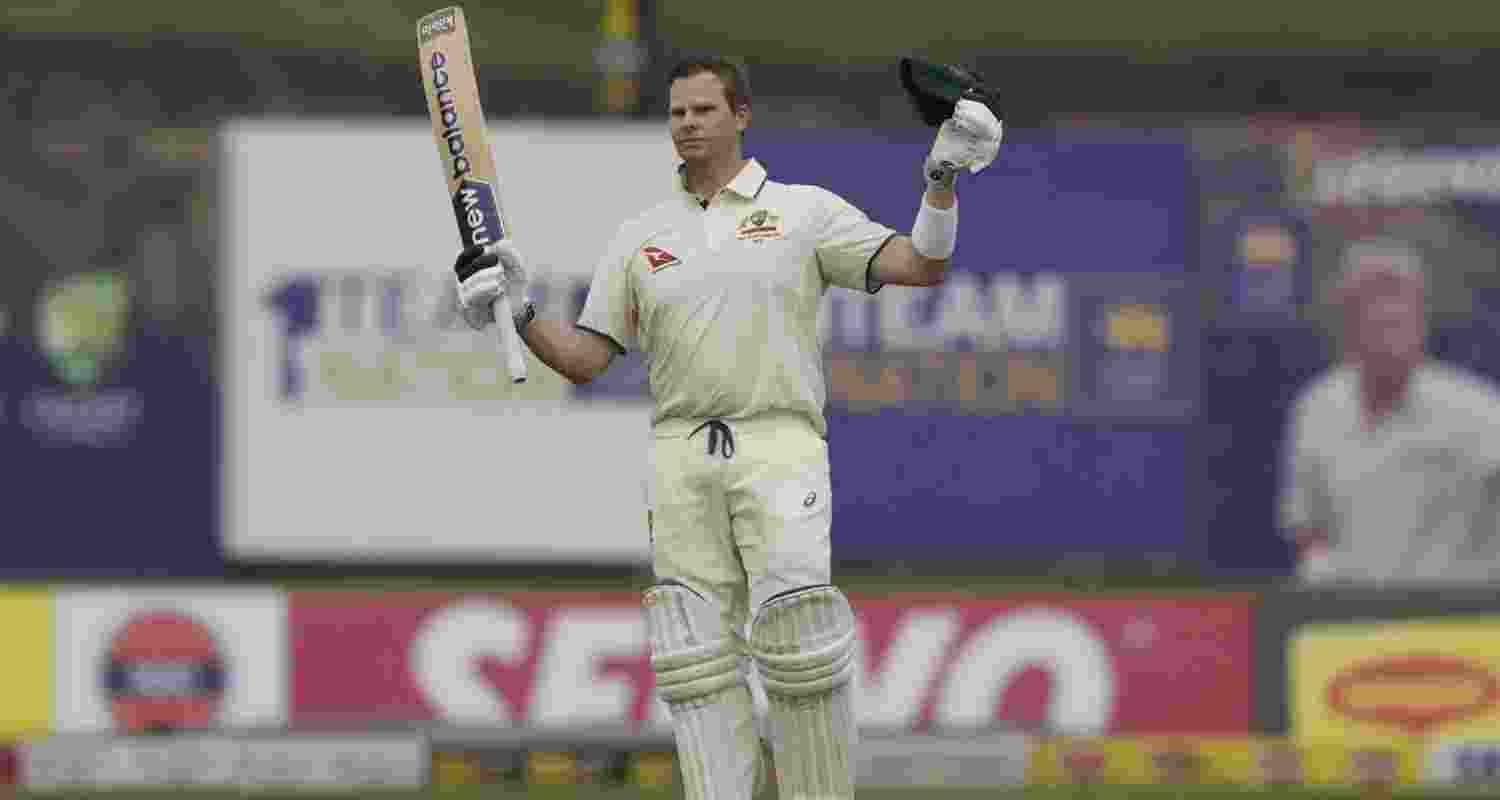 Steve Smith celebrates a century on the same day after completing 10,000 runs in Test cricket.