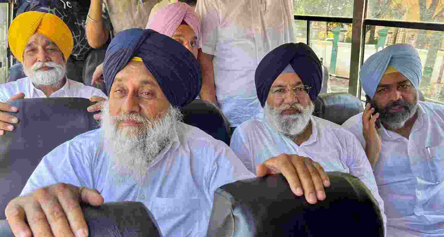 SAD chief Sukhbir Badal, Akali workers detained in Mohali.