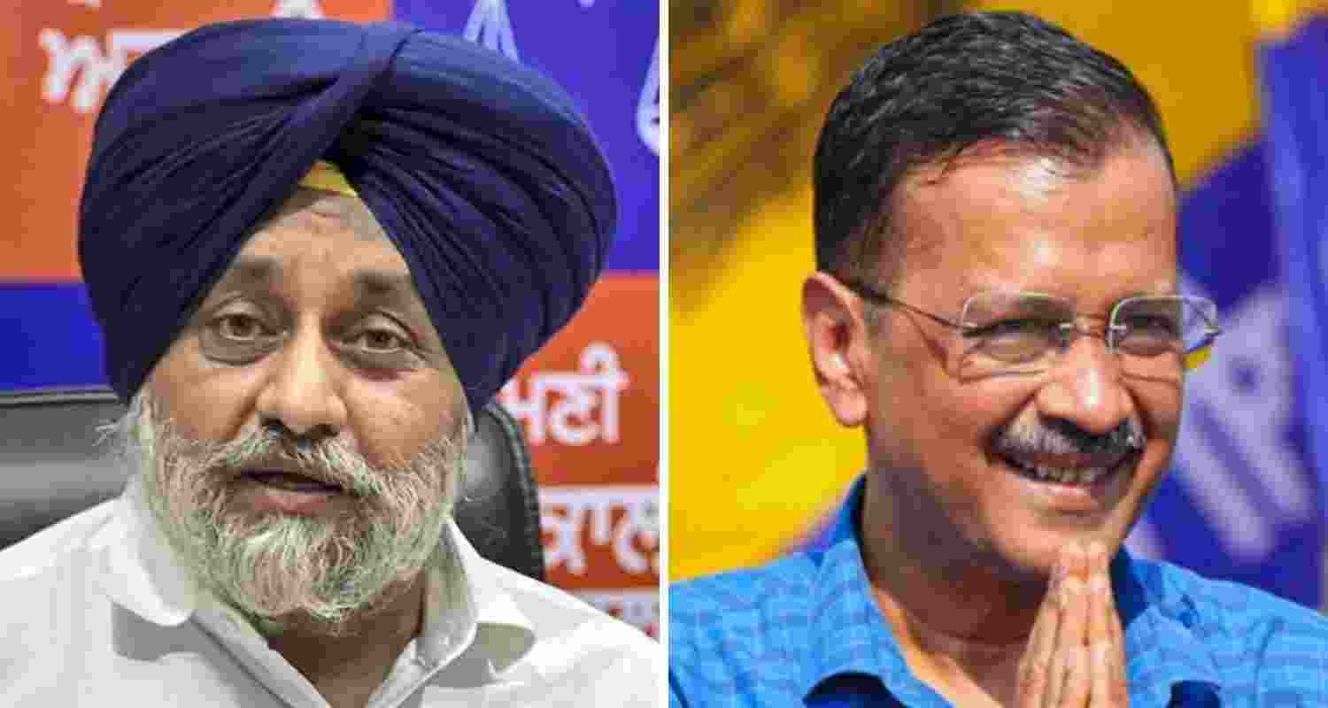 Former Shiromani Akali Dal Supremo Sukhbir Singh Badal and Aam Admi party Supremo Arvind Kejriwal.