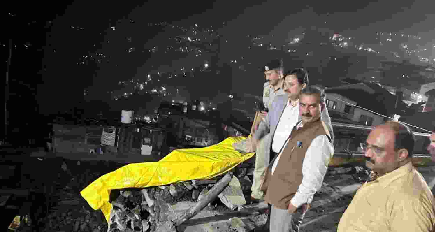 Himachal CM inspecting landslide-affected areas. 