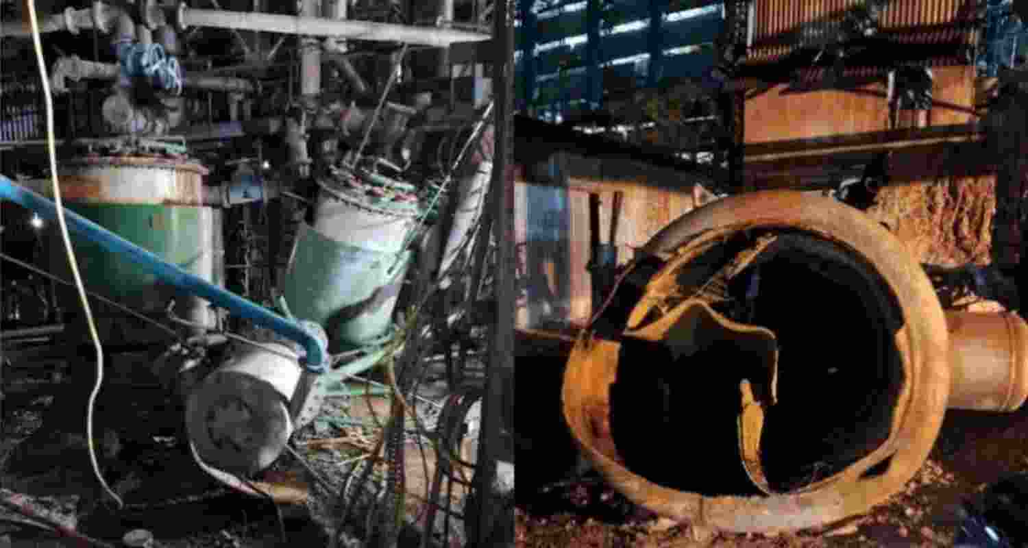 The exploded Sulphur tank in Jalna, Maharashtra.