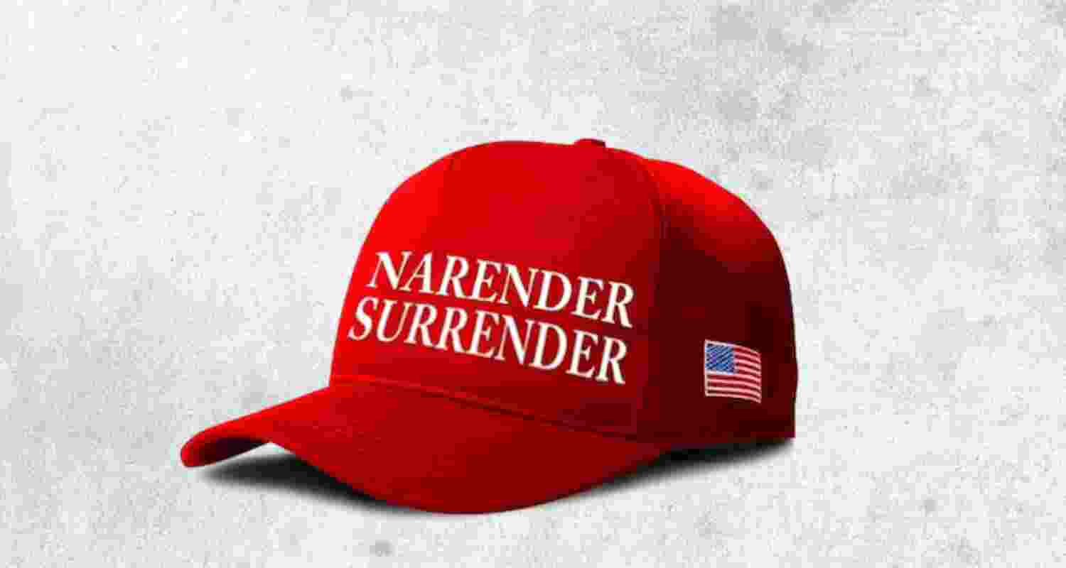 Congress fires fresh salvo at PM with Trump’s MAGA cap saying ‘Narender surrender’.
