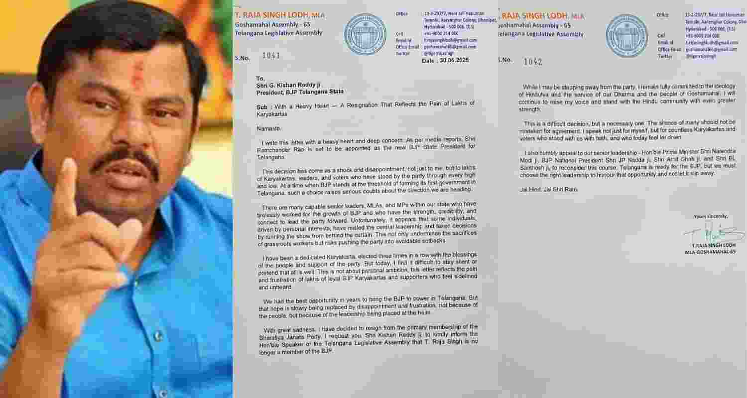 T Raja Singh resigns from BJP over change in T'gana BJP chief 