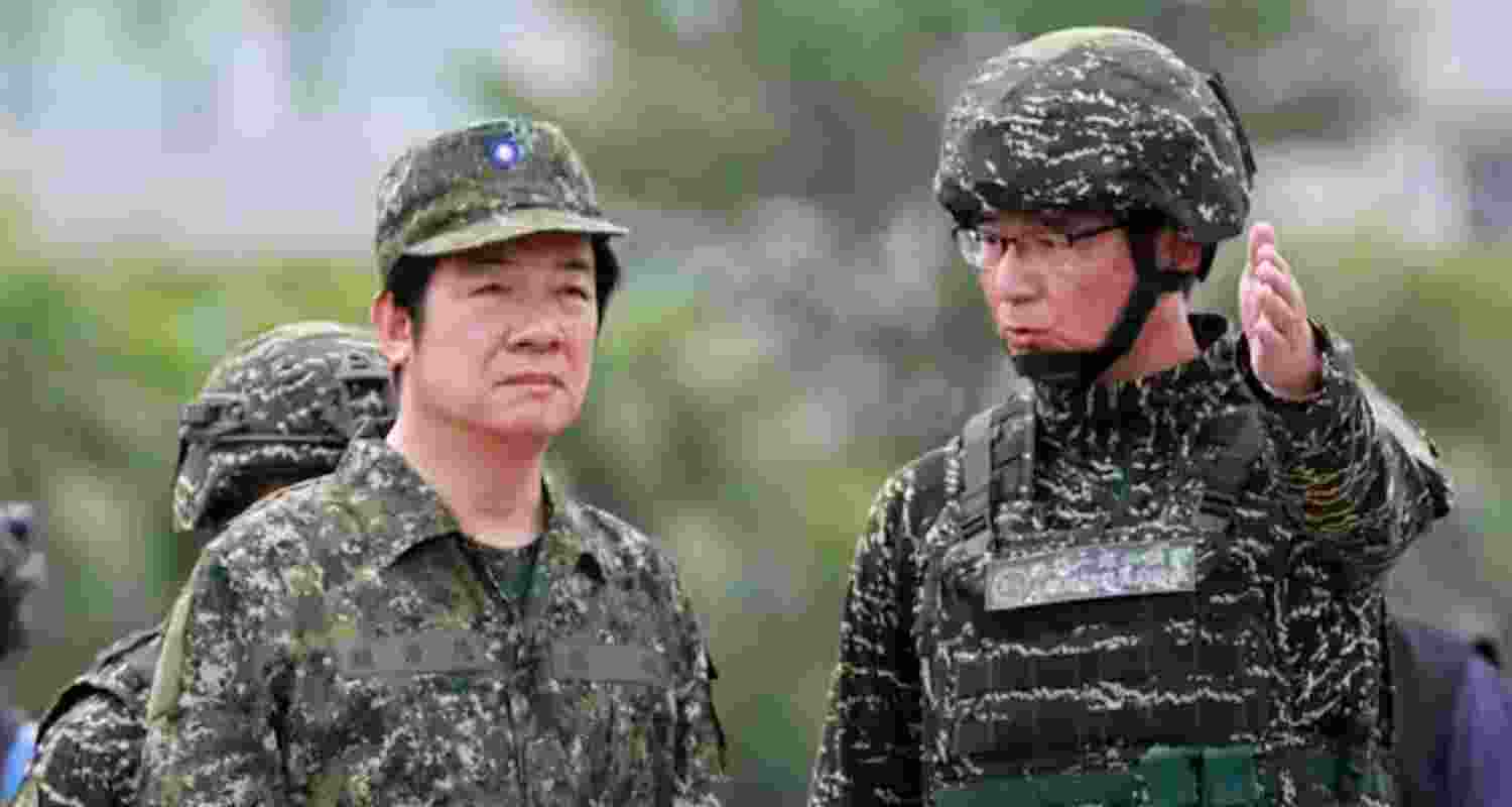 Taiwanese president, William Lai Ching-te (left) attempts a drill inside a naval base in Kaohsiung city, Taiwan, in July 2025. Taiwanese president, William Lai Ching-te (left) attempts a drill inside a naval base in Kaohsiung city, Taiwan, in July 2025.