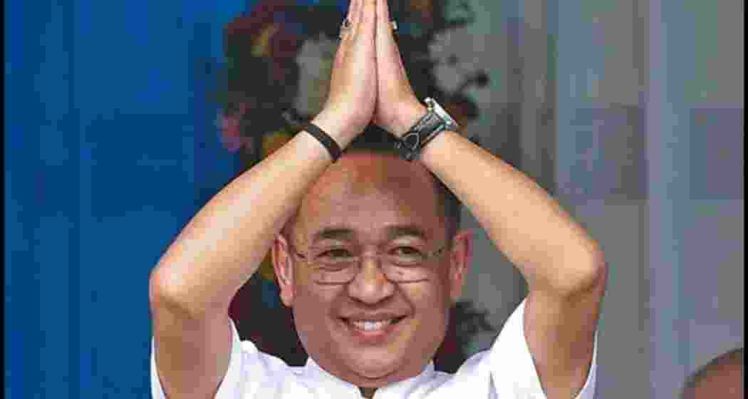 Sikkim CM Prem Singh Tamang greeting the crowd after concluding his oath taking ceremony in Gangtok, Sikkim on Monday.