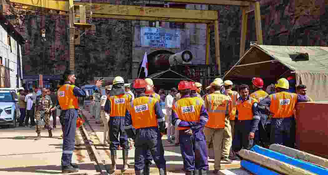 Rescue teams in Telangana’s Nagarkurnool district intensify efforts inside the SLBC tunnel, deploying advanced robotic cameras and detection dogs on the 19th day of operations to locate the seven trapped workers.