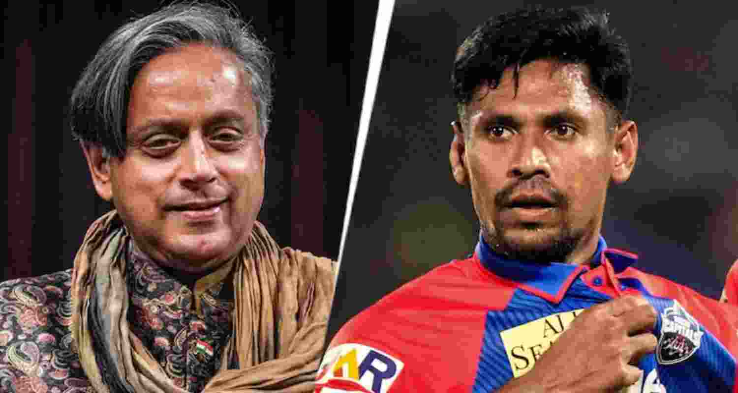 Congress MP Shashi Tharoor (left) and Bangladeshi pacer Mustafizur Rahman.