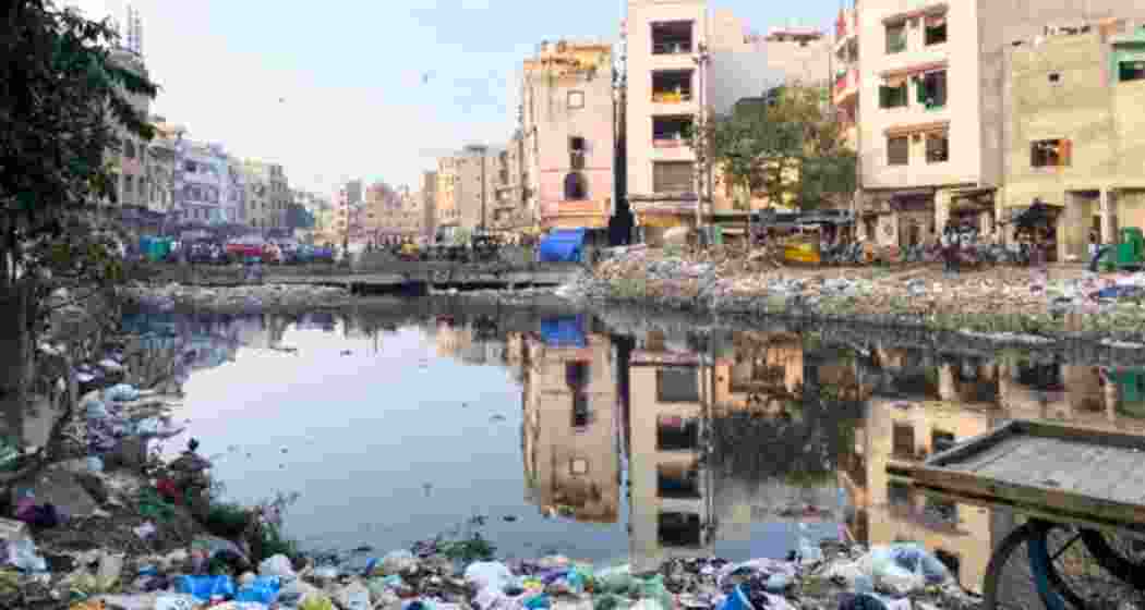 Blocked sewers choke Kanti Nagar streets. 