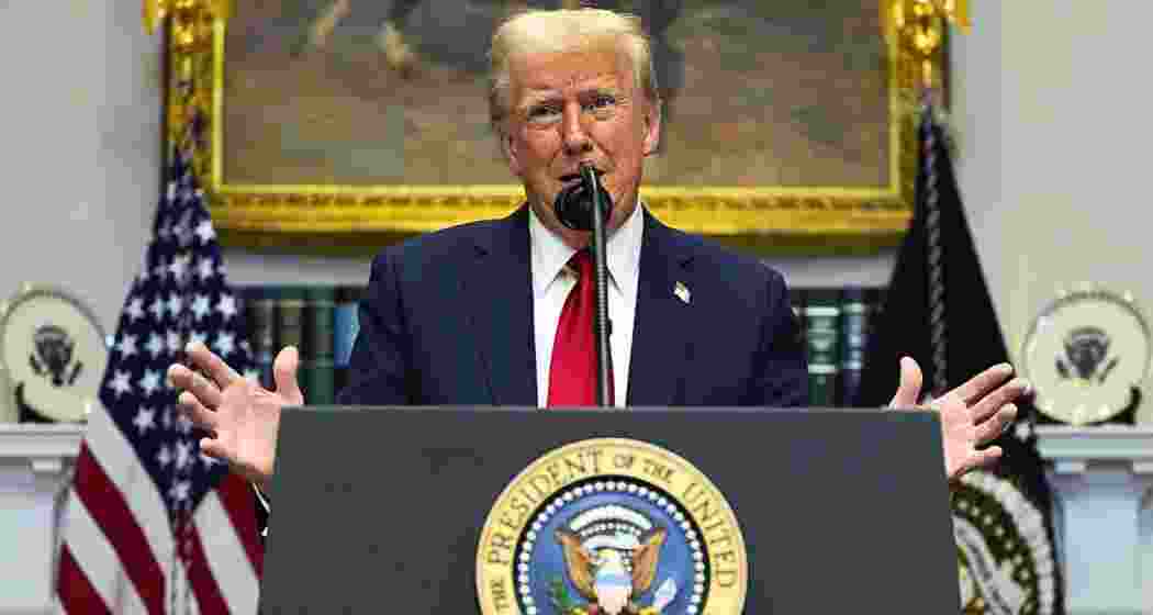 President Donald Trump speaks in the Roosevelt Room of the White House, Tuesday, Jan. 21, 2025, in Washington.
