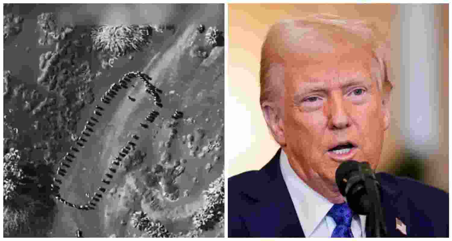 Drone footage (L) shared by President Trump purportedly shows a US strike in Yemen, now under scrutiny amid allegations it targeted civilians during a traditional tribal gathering.​