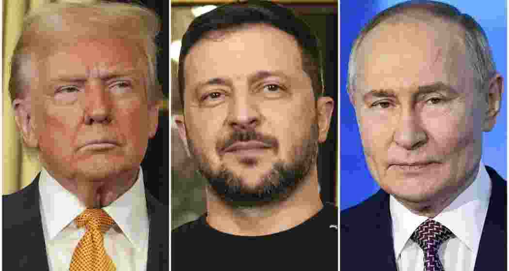 Presidents Donald Trump, Volodymyr Zelenskyy and Vladimir Putin.