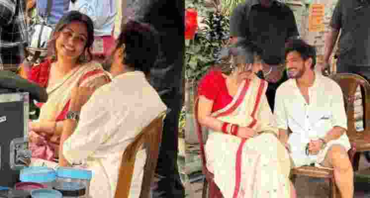 Munawar Faruqi with Hina Khan during the shoot of a music video. 