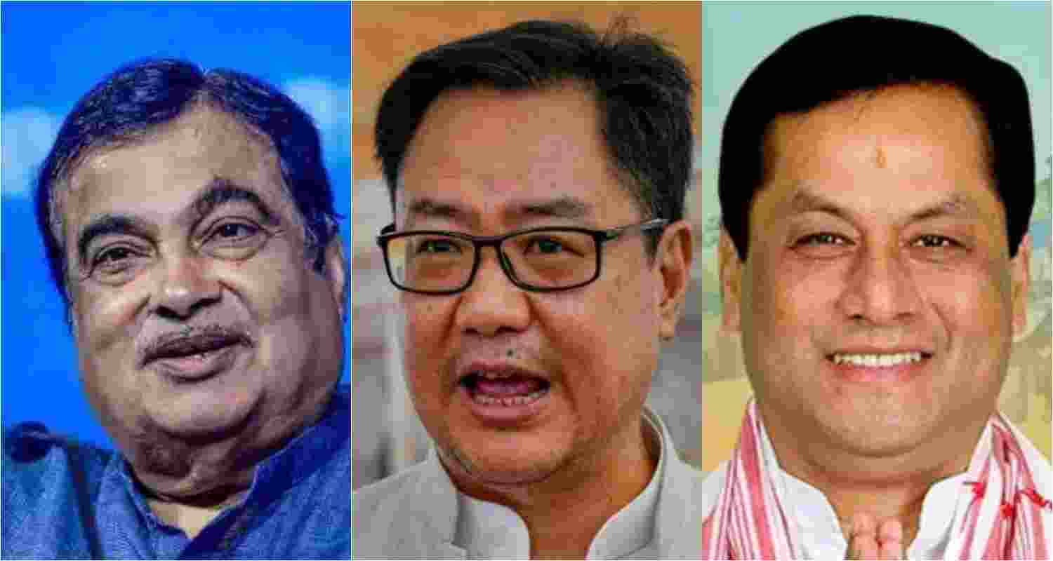 Union Road and Transport Minister Nitin Gadkari, Union minister of Earth Sciences Kiren Rijiju, Union Minister of Ports, Shipping and Waterways Sarbanada Sonowal. 
