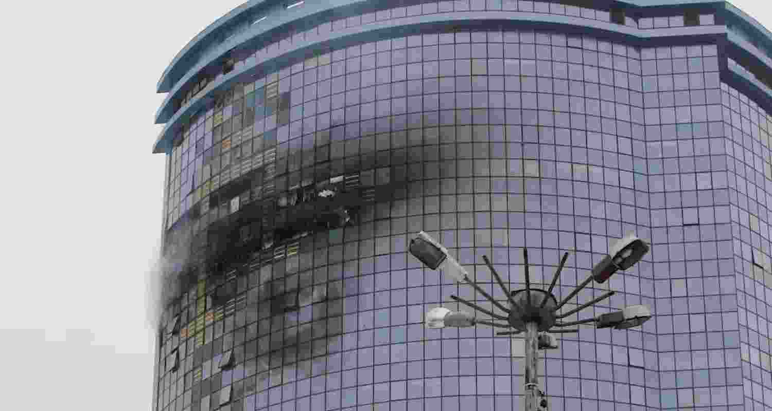 Buildings in Russia damaged following drone strike.