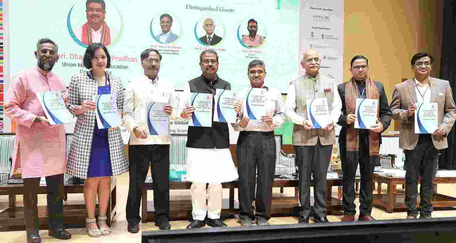 Union Minister Dharmendra Pradhan attends Young Scientists' Conference.