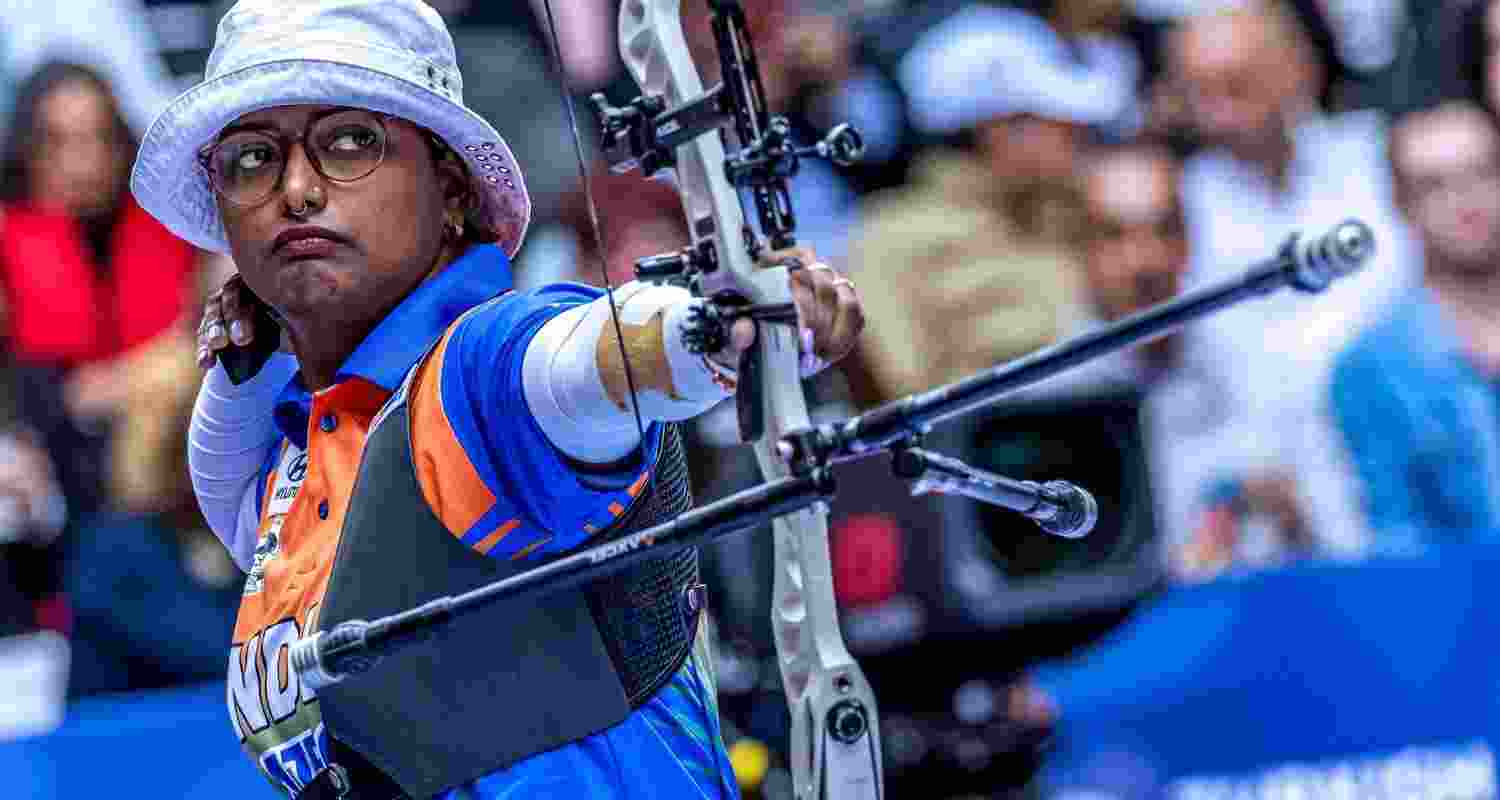 Archer Deepika Kumari at Archery World Cup in Mexico. Image taken from X. 