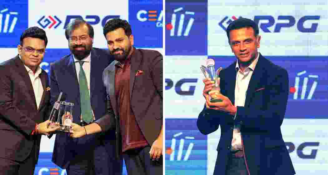 Jay Shah, Rohit Sharma, and Rahul Dravid.