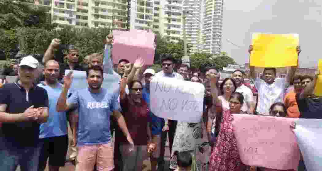 Residents of Gurugram city protest for better civic life in the city. 