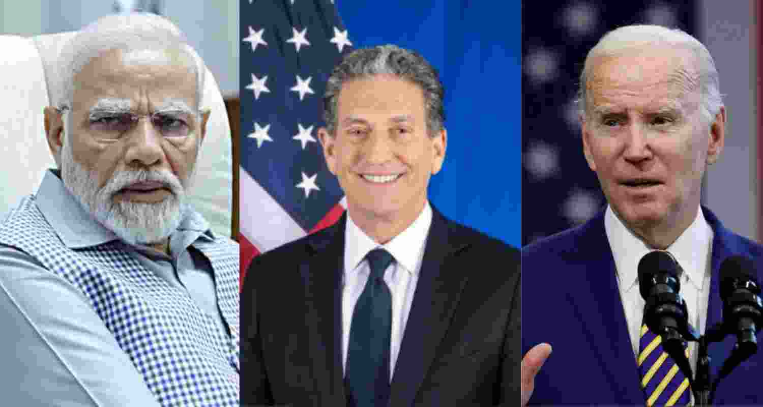 Indian Prime Minister Narendra Modi - Left, US Special Envoy James Rubin - Centre, American President Joe Biden - Right. 