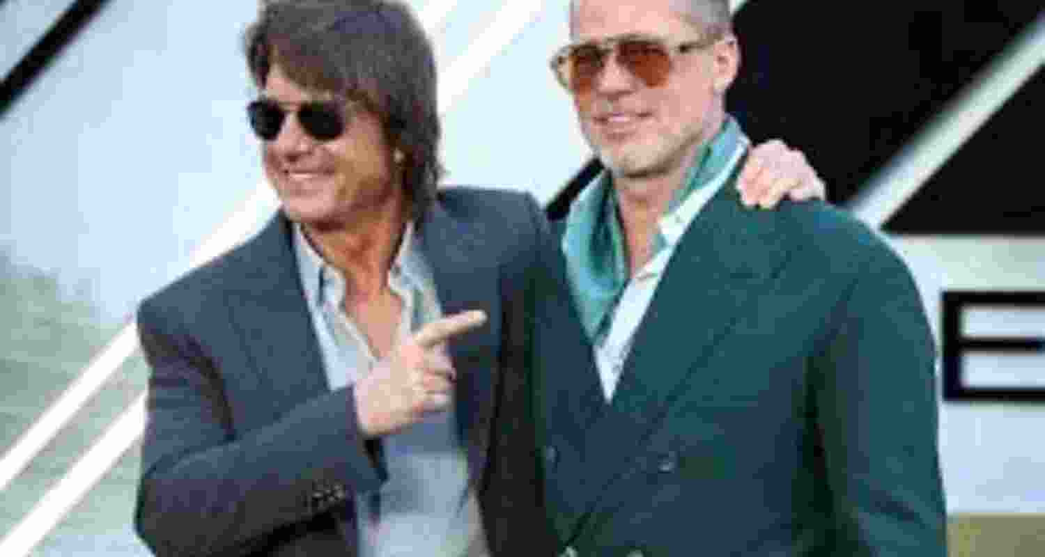 Hollywood favourites Tom Cruise (L) and Brad Pitt at the London premiere of F1 on Monday