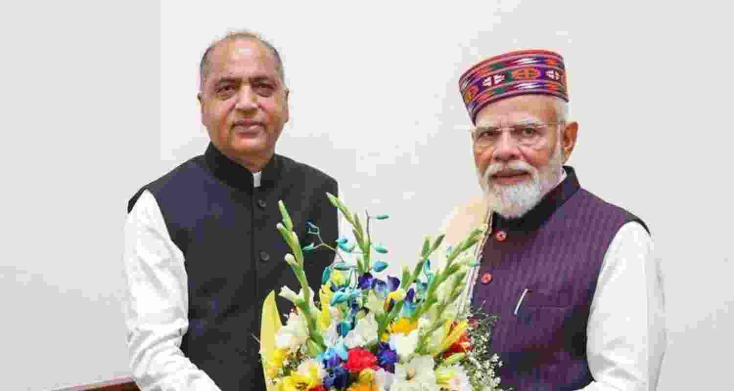  Jai Ram Thakur with Prime Minister Narendra Modi in New Delhi.