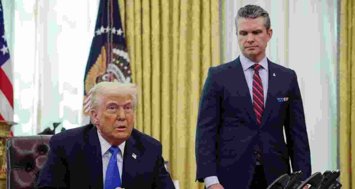US President Donald Trump with Defense Secretary Pete Hegseth. File photo.