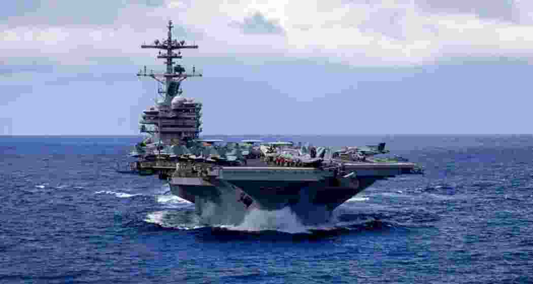 Nimitz-class aircraft carrier USS George H.W. Bush sails in the Indian Ocean in the US Central Command area of responsibility, on April 23. (US Central Command/X)