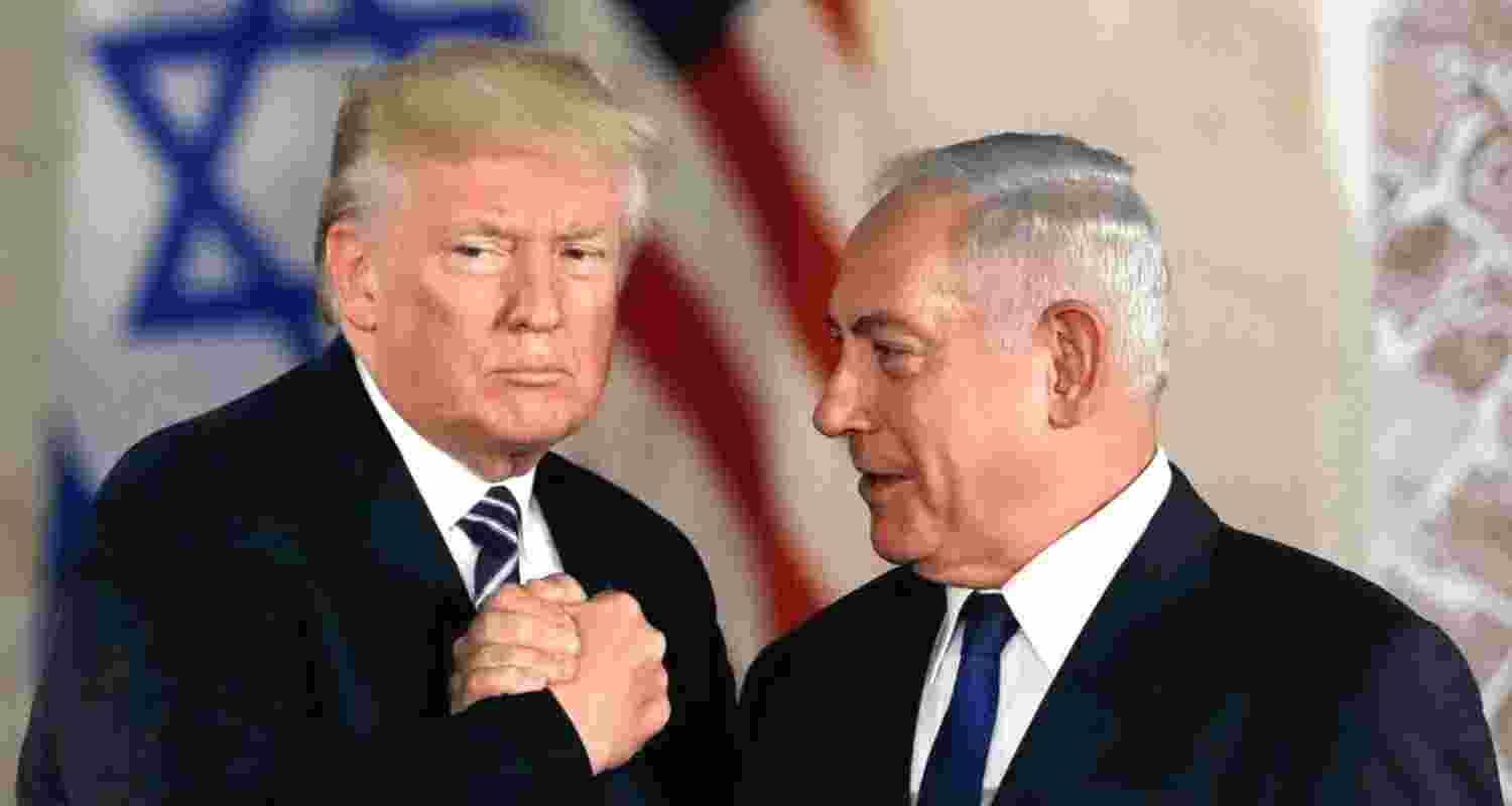 US President Donald Trump with Prime Minister of Israel Benjamin Netanyahu - file image.