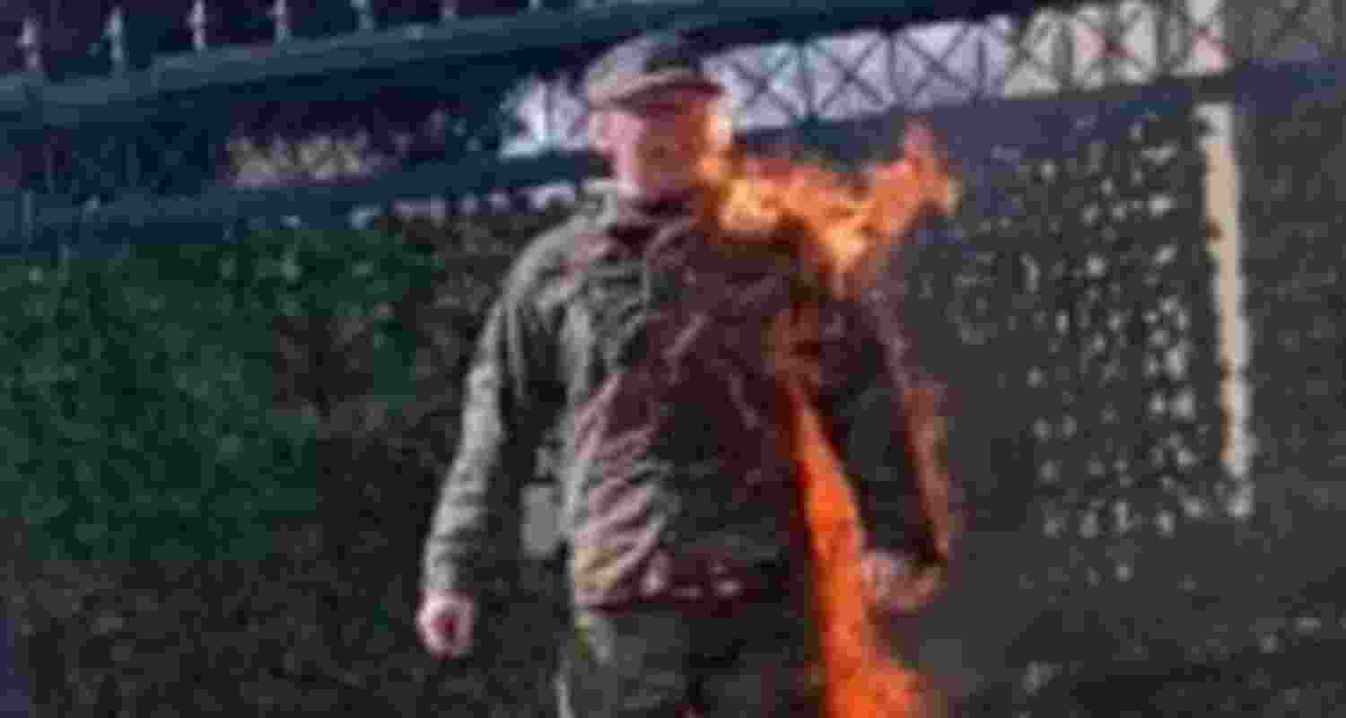 A soldier from the US Air Force set himself on fire in front of the Israeli embassy in Washington