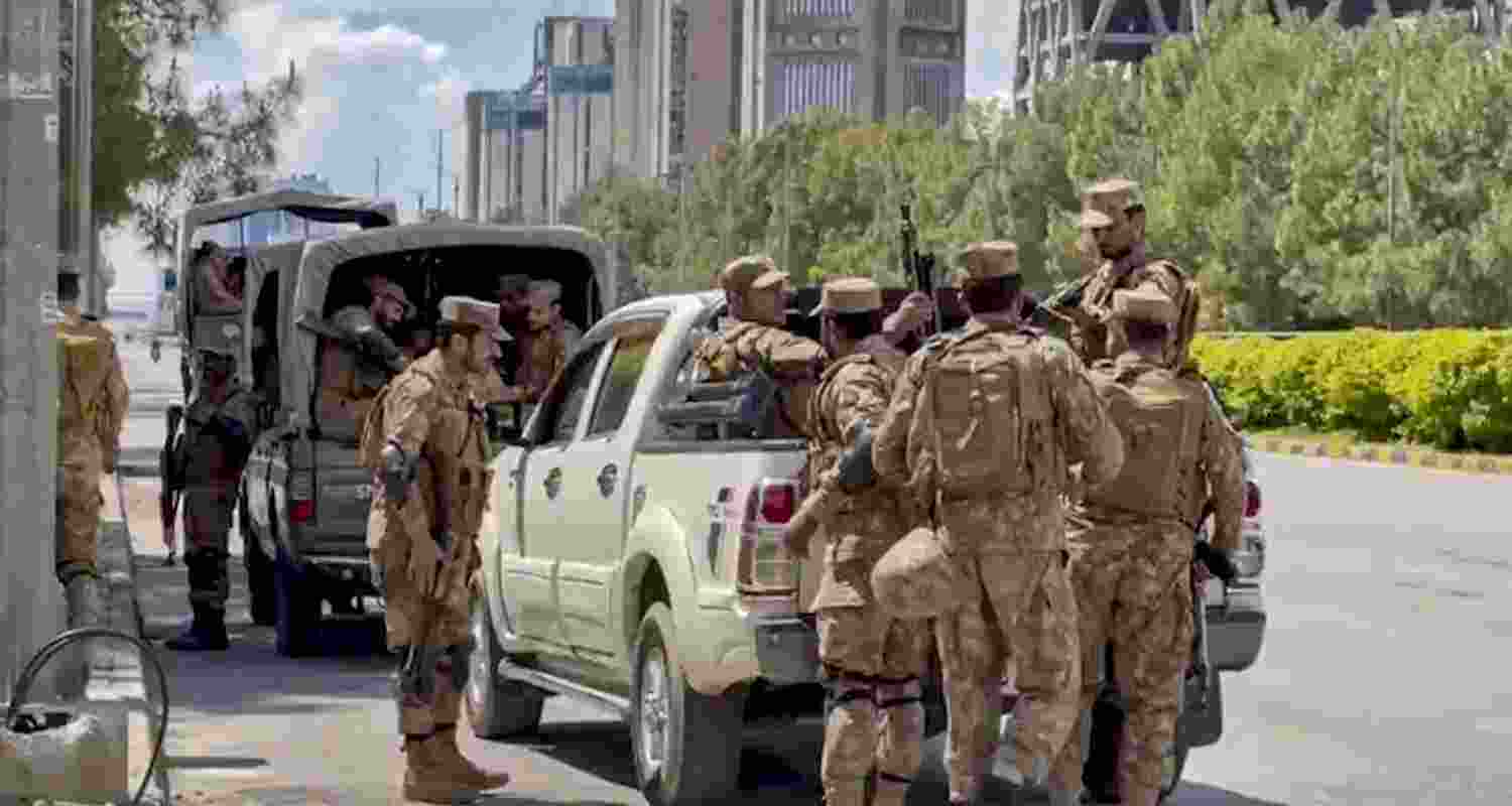 Security personnel deploy in the city amid heightened security measures ahead of US-Iran talks, for which authorities have announced a two-day holiday, in Islamabad, Pakistan, Thursday, April 9, 2026.