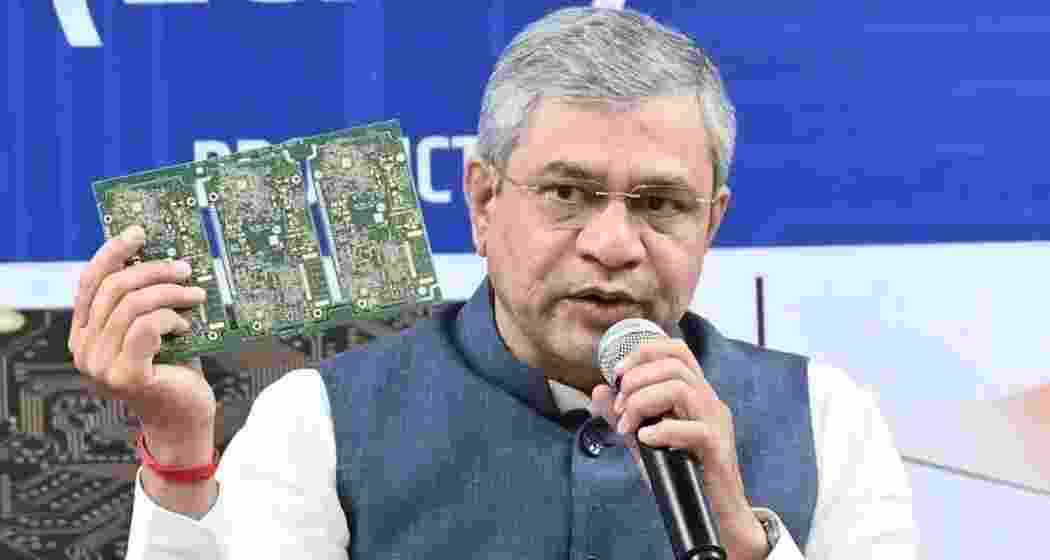 Union Minister Ashwini Vaishnaw at a semiconductor conference. 